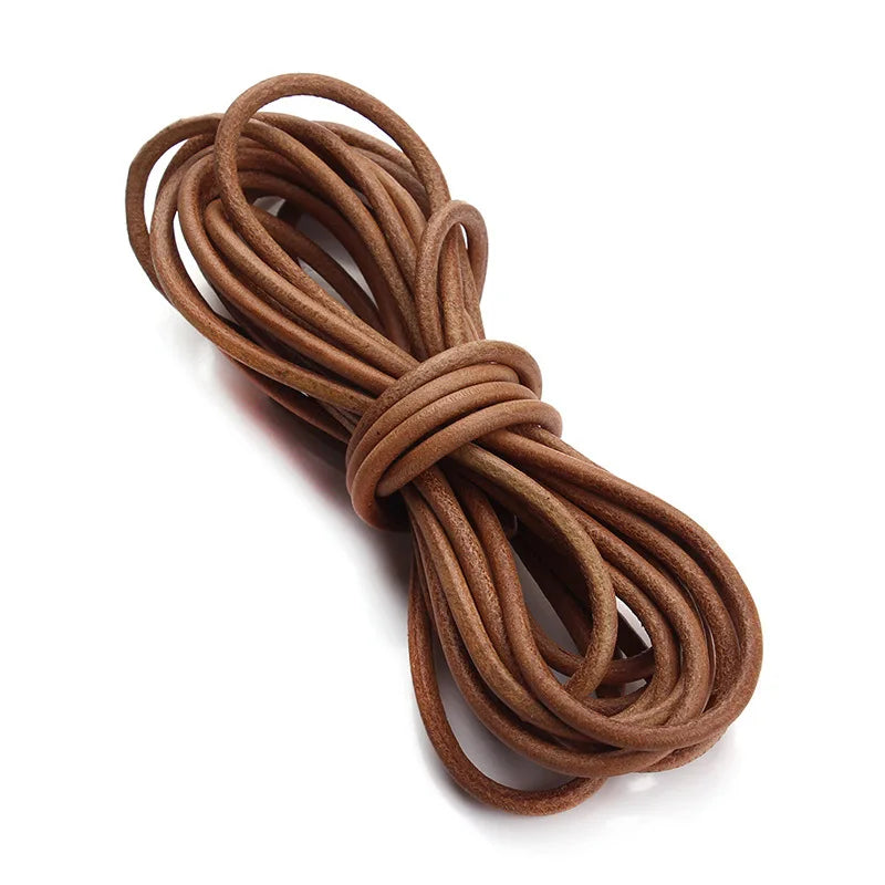 5 Meters/bag Leather Cowhide Rope Original Color Necklace Cowhide Rope Round 1/1.5/2/2.5/3/4mm