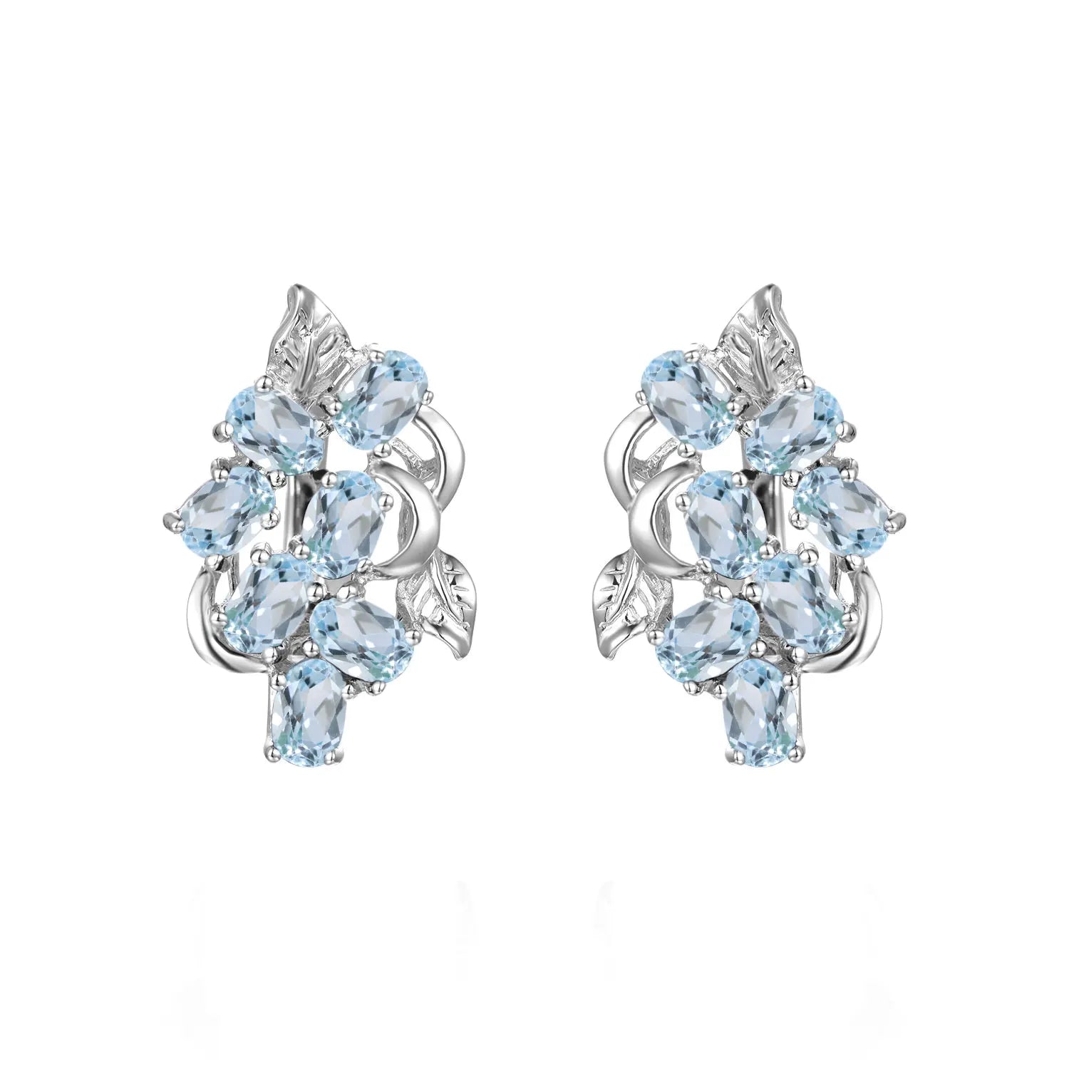 Abiding Simple 925 Sterling Silver Natural Sky Blue Topaz Gemstone Women Dangling Earring for Wedding