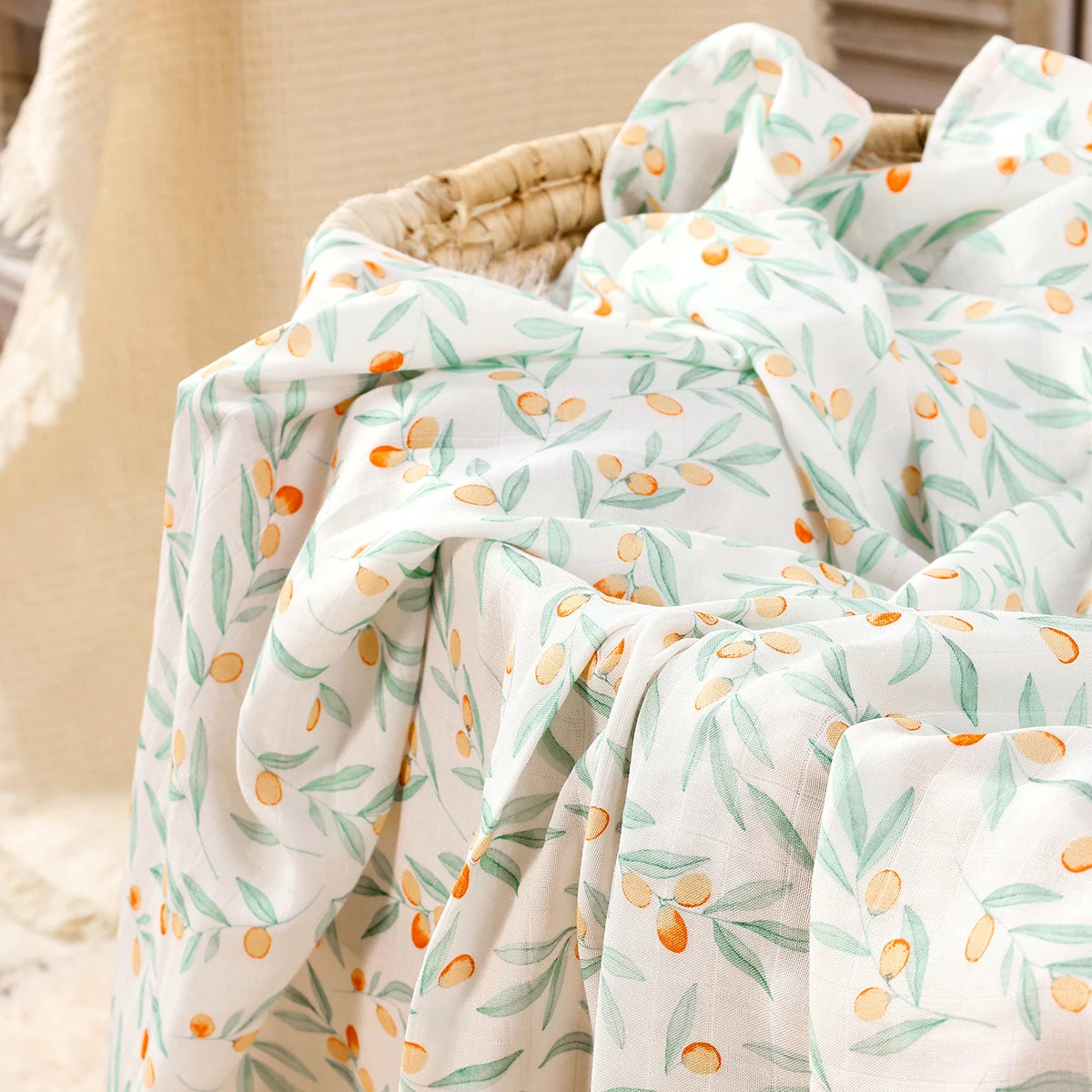 Kangobaby Muslin Swaddle Blankets Neutral Woodland Baby Swaddling Wrap Nursery Receiving Blanket for Boys & Girls Unisex