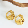 Hollow Embossed Wrinkled Simplistic Abstract Jewelry Waterproof Non Tarnish Stainless Steel Abstract Statement Earrings