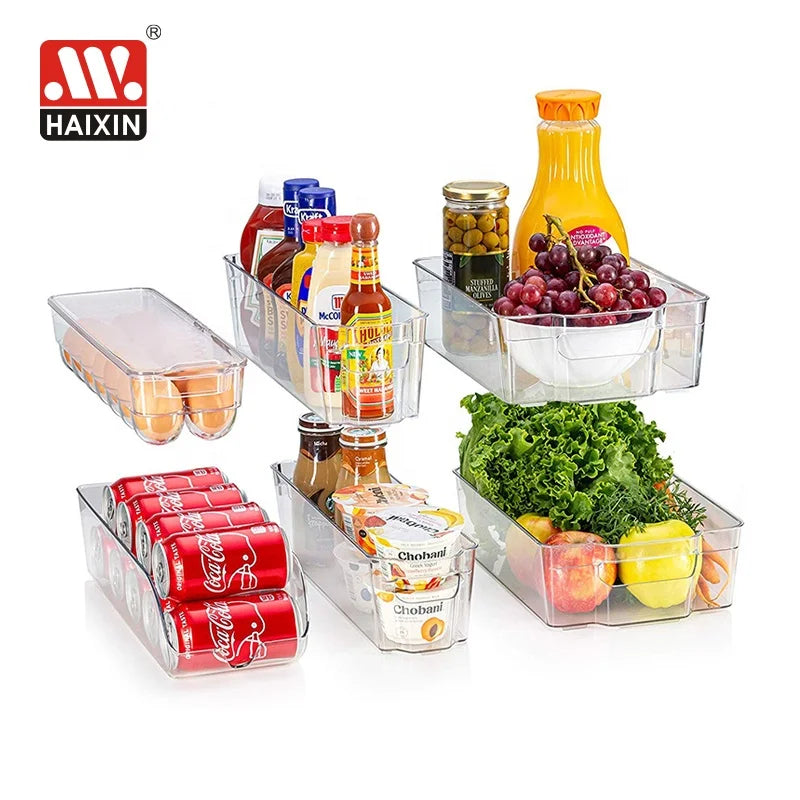 Kitchen Pantry Cabinet Plastic clear Drawer Organizer Egg Food Beer Storage Box Container Bins Ref Fridge Refrigerator Organizer