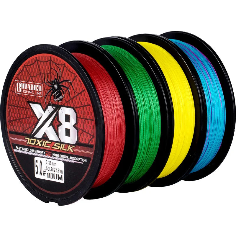 High Quantity 100m 8 Braided PE Line Strong Tension Fishing Line Main Line Sea Fishing Gear and Tackle Accessories