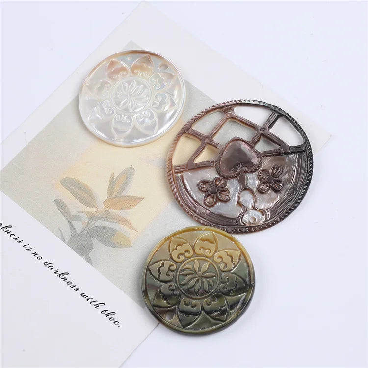 Natural Mother of Pearl Carved Hollowed-out Shell Accessories