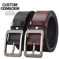 Custom logo Men's Pin Buckle Belt Casual Real Leather Belt for Men