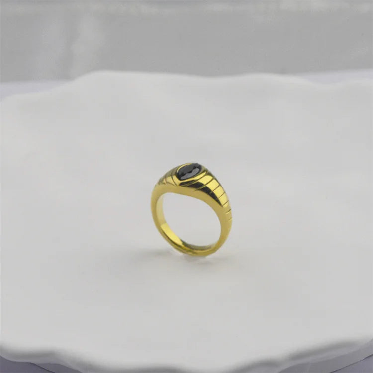 Personal Zed Jewelry Stainless Steel Rings Jewelry Women Black Zircon Charm Finger Ring