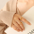 Novel Ins Stainless Steel 18K Gold Plated Special Shape Question Mark Opening Adjustable Ring Titanium Steel Jewelry for Women