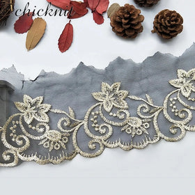 Wholesale 9.5cm Eco-Friendly Black Mesh Lace Trim Embroidered Tulle Lace for Wedding Dress Lolita Skirt Decoration WB02