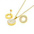 2022 Hot Sale Stainless Steel Women's Jewelry Gold Rhinestone Women Jewelry Set