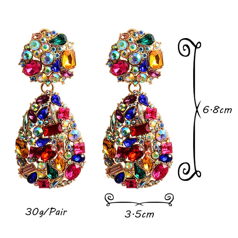 Wholesale Rhinestone Chandelier Fashion Earrings Full Crystal Teardrop Shape Dangle Earrings for Women
