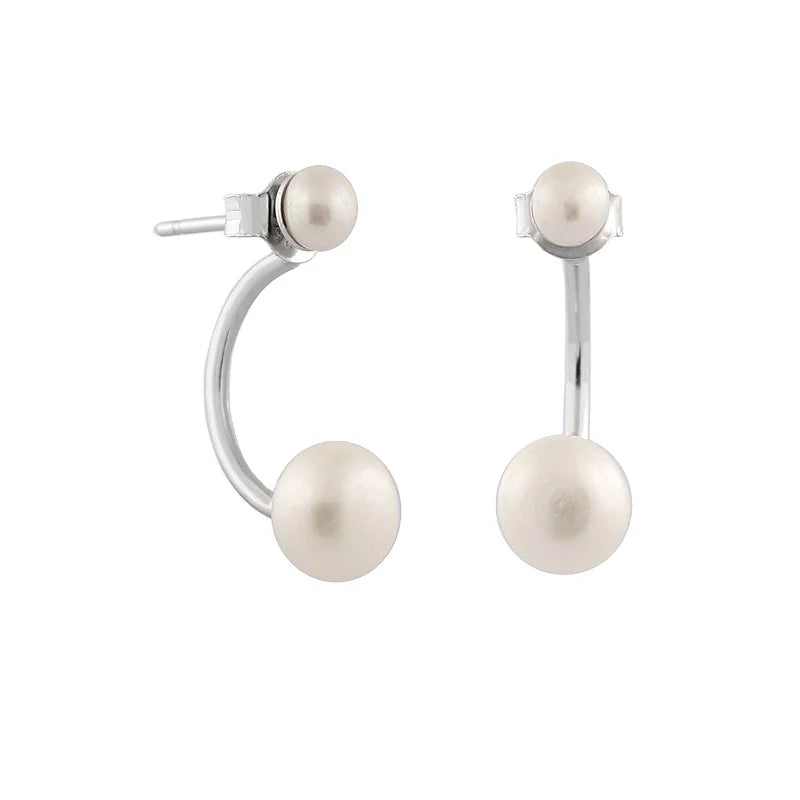 Fashion Earring Set Lady Hanging Pearl Dangling Components Pearl 925 Sterling Silver Hoop Earrings for Women