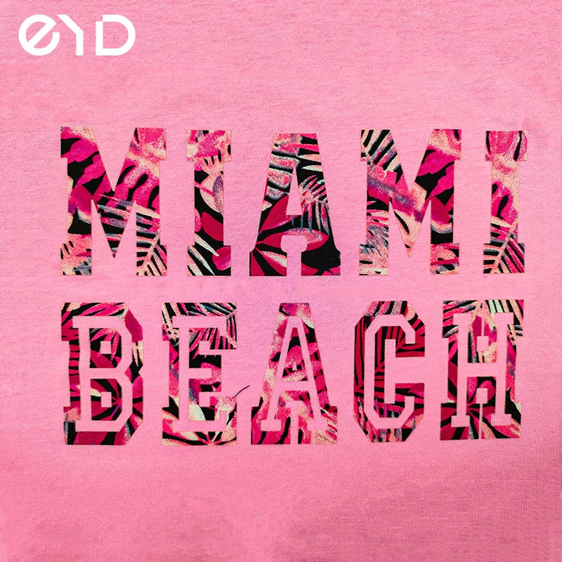 EYD Heat Transfer Designs Flowers Ready to Print Chenille Colorful Logo Custom Heat Transfer for T-Shirts