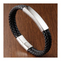 Luxury Custom logo Gift Stainless Steel Plain Plate Leather Bracelets Cow Cuff Cattlehide Leather Bracelet for Men Jewelry