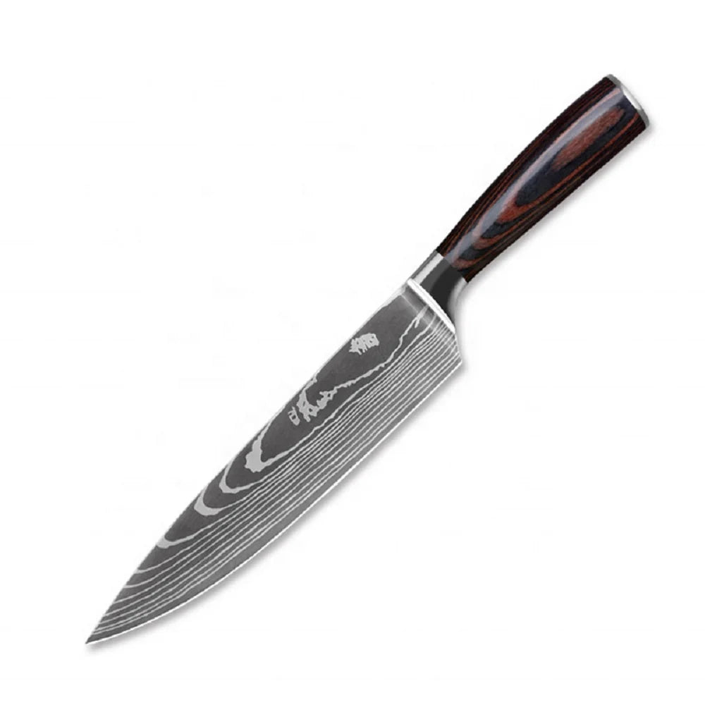 Ready to Ship Professional Chef Knife Stainless Steel Damascus Steel Wood Handle Ambidextrous 8-9.9in Blade