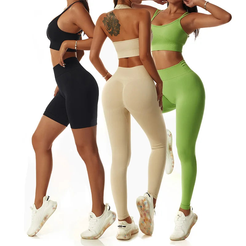 RUIQUWIN Custom Women Seamless Yoga Set Gym Fitness Sets Yoga Suit Sports Bra Yoga Leggings Workout Clothing