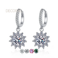 925 Sterling Silver Fine Jewelry Sunflower Sparkling D Color Moissanite 1Carat Diamond Drop Earrings for Women