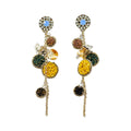 Ilona Silver Plated Copper Multi-Color Thread Ball & Crystal Tassel Earrings Bohemian Handmade Drop Statement Earrings Jewelry