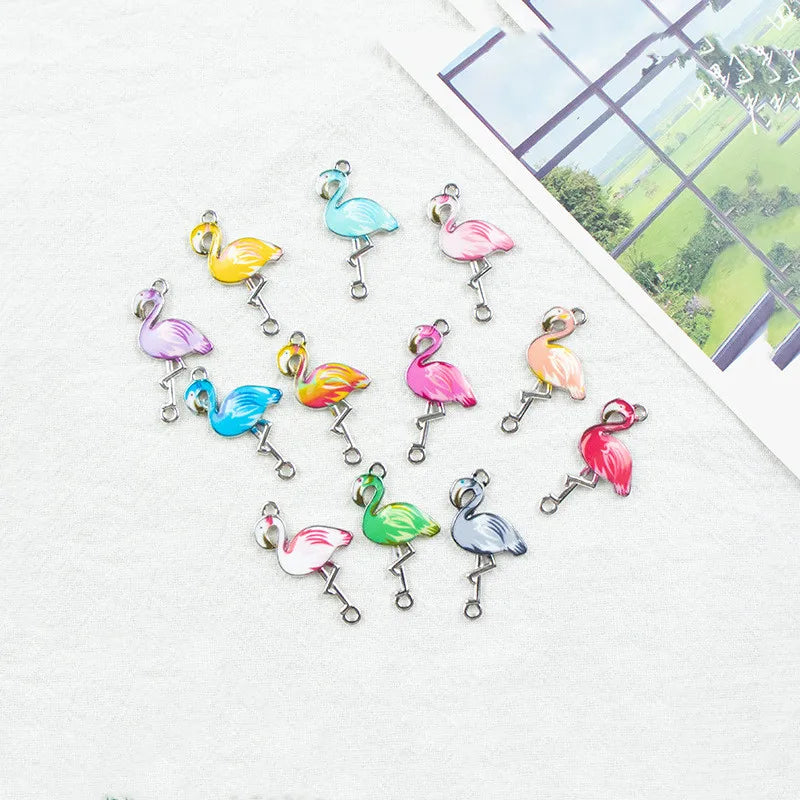 Cute Flamingo CharmsDIY Handmade Making Jewelry Small Accessories Alloy Pendant Necklace Bracelet Sweater Earring Keychain