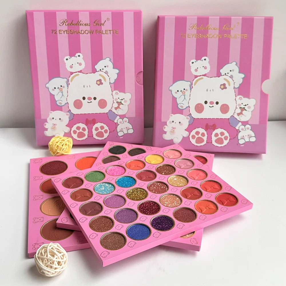 Wholesale 72 Color Boxes Eye Shadow Cardboard Gift Packaging Boxes Multichrome Makeup Eyeshadow Glitter