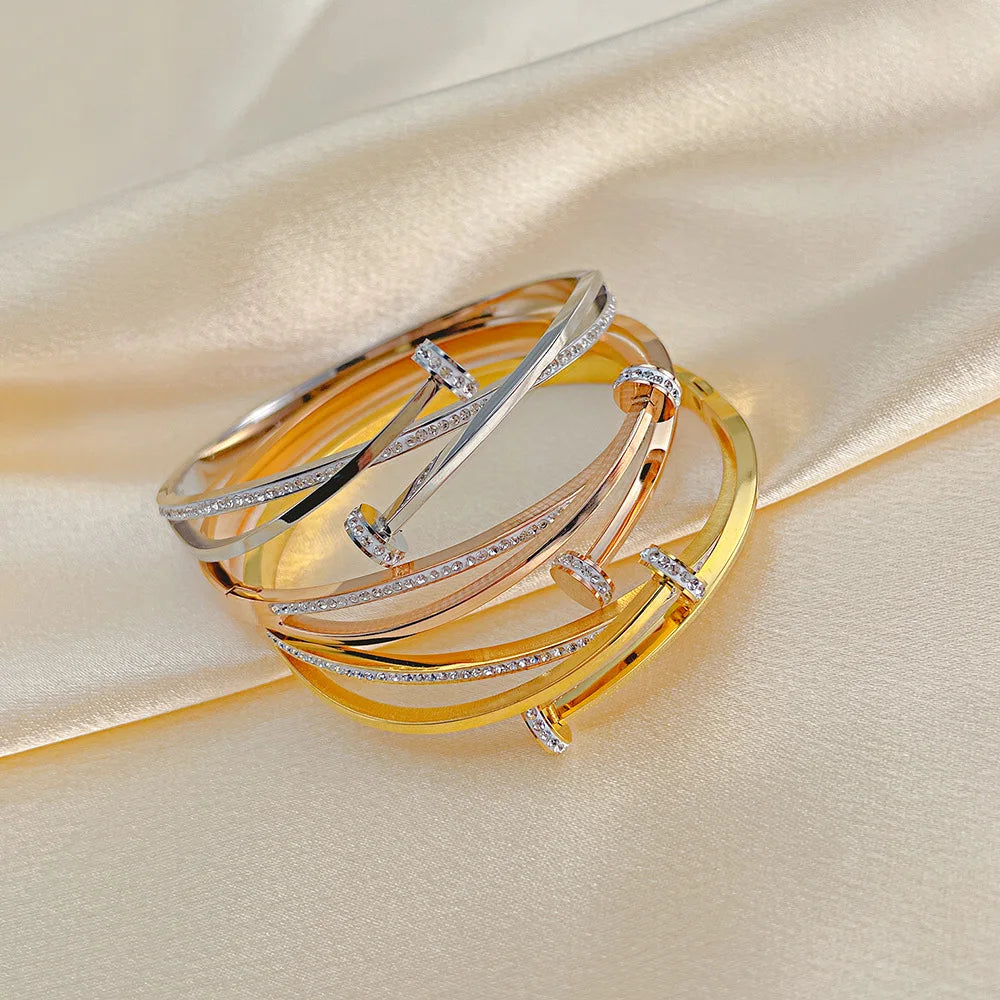 Korean Version INS Fashionable Niche Design Versatile Stainless Steel Light Luxury Simple High-end Bracelet