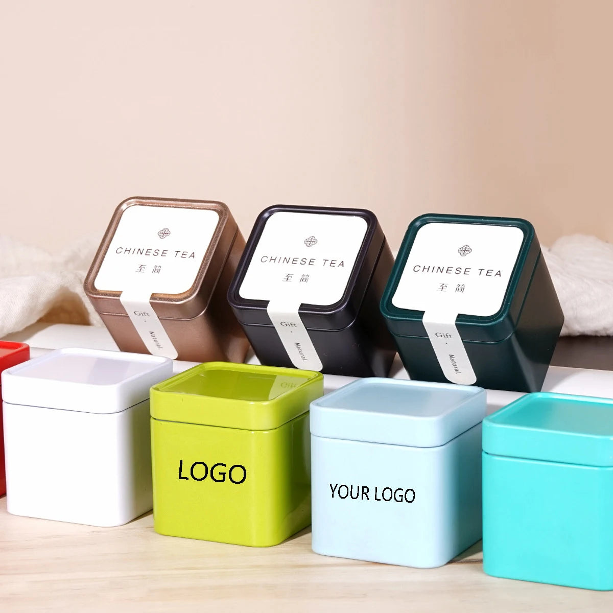 Wholesale Custom logo White square Airtight Candy Packaging Tin Box Small Metal Packing Tin Box for Tea Packaging