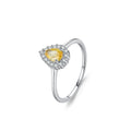 Light Luxury 925 Sterling Silver Simulated Yellow Diamond Waterdrop-Shaped Cz Ring for Engagement Valentine'S Day Jewelry