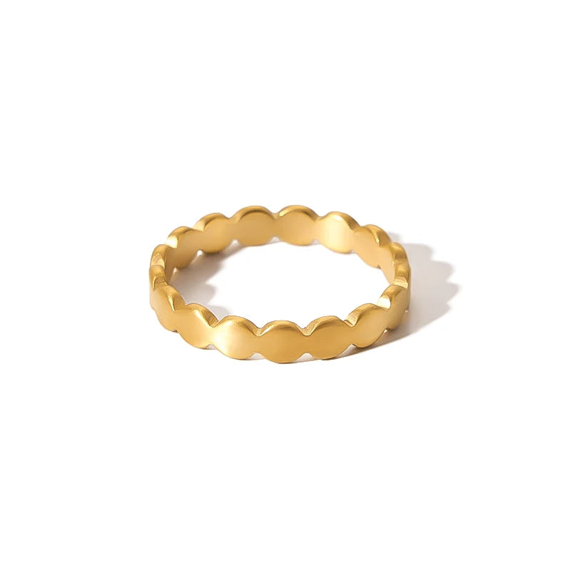 Classic Chain Oval Bead Finger Rings Waterproof Rings Best Selling 18K Stainless Steel for Women Trendy Opp Bag Geometric CN;ZHE