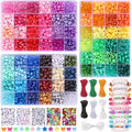 72 Colors Pony Beads 6*9 for Bracelets Making Kit 3600pcs 9mm Plastic Beads and 1000pcs Letter Beads for Jewelry Making