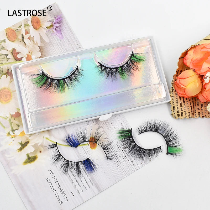 Color Lashes Leye Tail Faux Mink Eyelashes 25mm Europe and the American Large Curvature Russian Strip Eyelashes