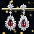 SGARIT Custom Fine Jewelry 2.03ct 18k Gold 2.12ct Natural Pigeon Red Ruby Stud Earrings for Women Natural Gemstone Jewellery