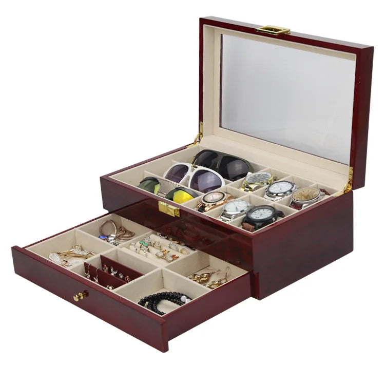 Double Window Spray Paint Watch Jewelry Box Spot   Wholesale Double Glasses Ring Earrings Earrings   Jewelry Storage Box