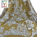 French Bridal Lace Luxury Tulle Materials Dress Embroidery Polyester Mesh Wedding Fabric 3D Beaded Sequin Lace Fabric