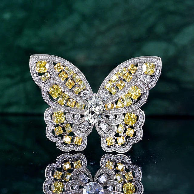 925 Silver Jewelry Lot Decorative Insect Broches Pins Women Girls Large Crystal Safety butterfly Brooches Pin Custom