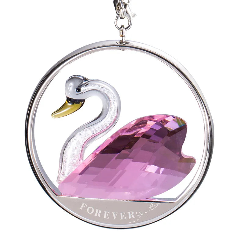 Crystal Car Hanging Ornament Crystal Swan Christmas Gift Decoration
