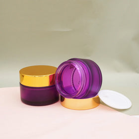 1oz Frosted Purple Glass Round Little Cream Jar
