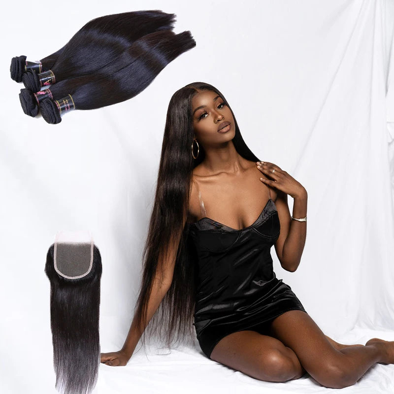 Wholesale 100% Raw Bundles and Cuticle Aligned Virgin Remy Closure and Frontal Human Hair Bundles with Closure Set