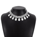 Exquisite Gorgeous Rhinestone Chokers Delicate Water Drop Tassels Neck Chain Women's Trendy Charm Necklace Vintage Jewelry