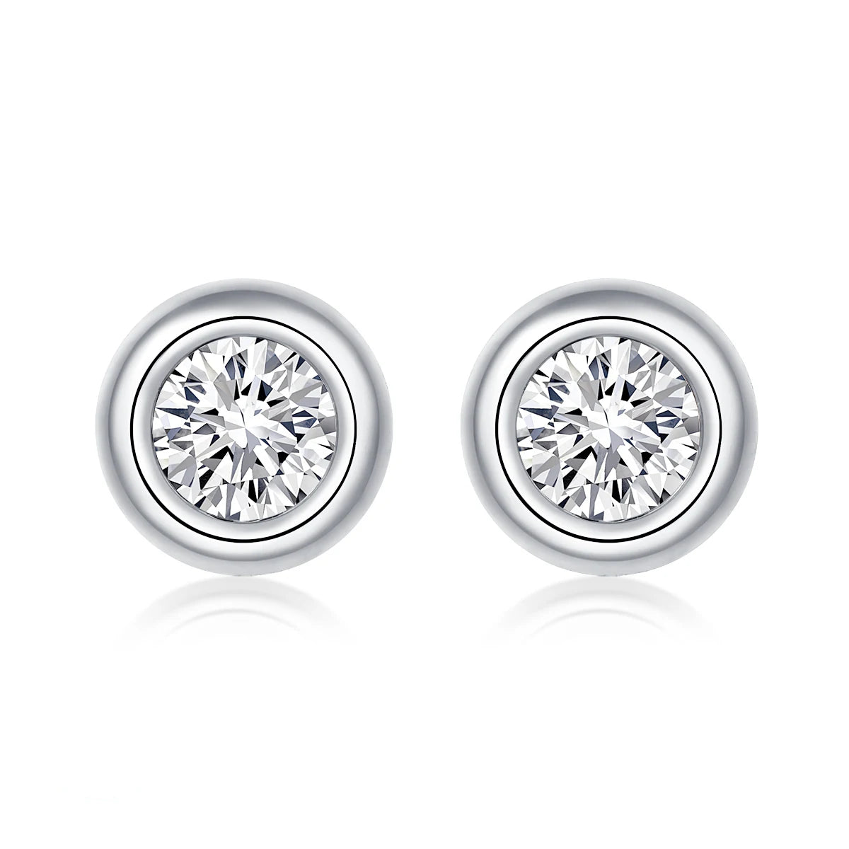 Abiding Jewelry Wholesale Classic Style Bezel Setting Diamond 925 Silver 5mm GRA Moissanite Earrings
