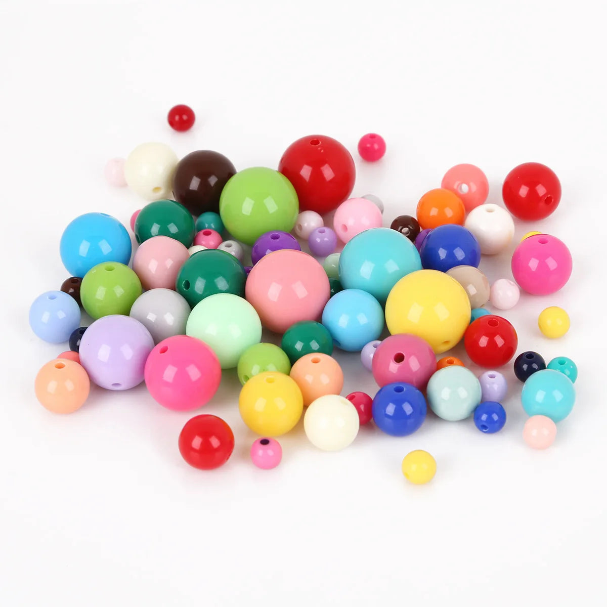 100pcs 6mm 8mm 10mm Solid Color Acrylic Round Beads for Children Diy Handmade Beaded