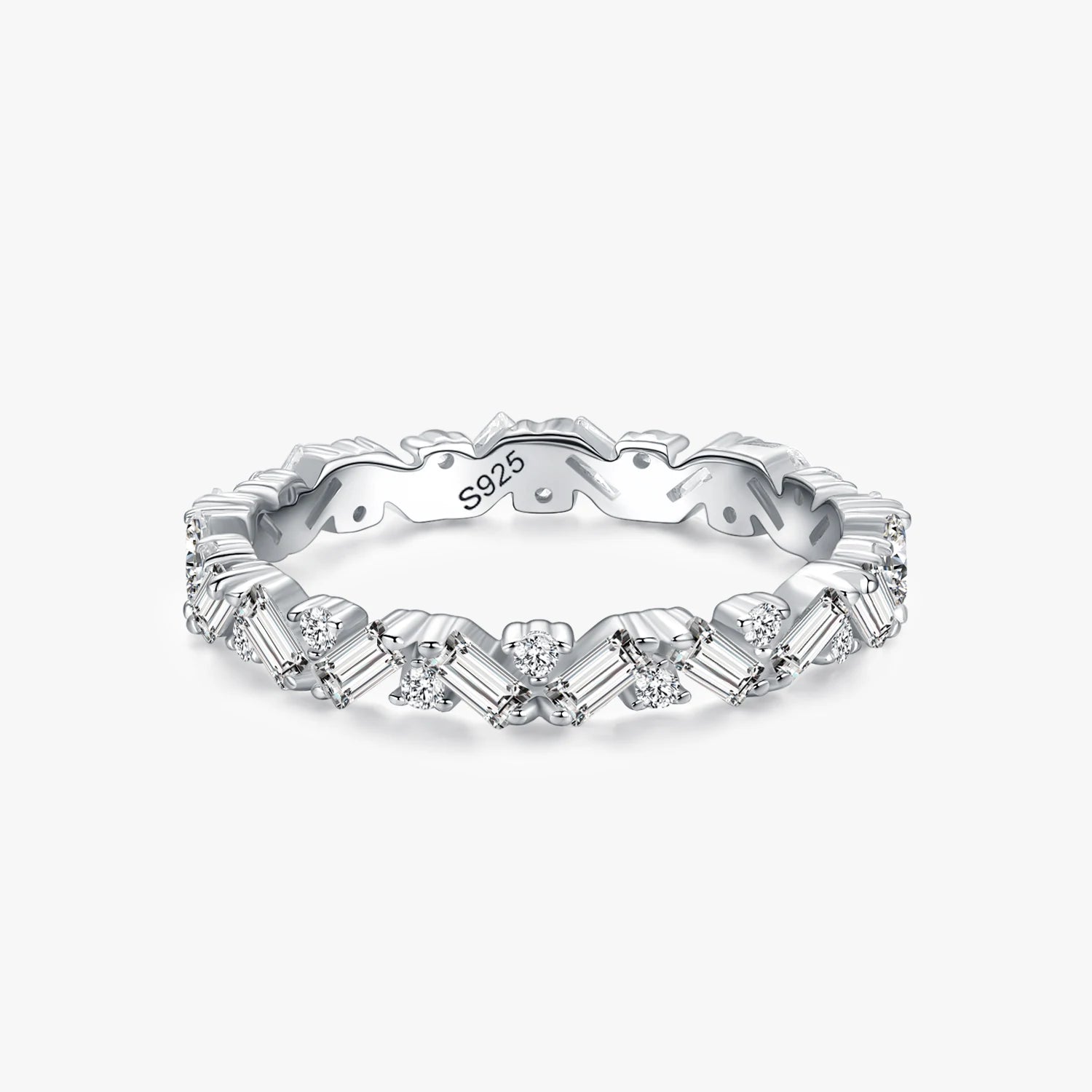 Ailmay Genuine 925 Sterling Silver Classic Luxury Full Cubic Zirconia Finger Rings for Women Classic Wedding Statement Jewelry