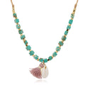 New Design Bohemian Seashell & Cotton Tassel Necklace for Women Natural Energy Cube Quartz Beads with Copper on Charms Necklaces