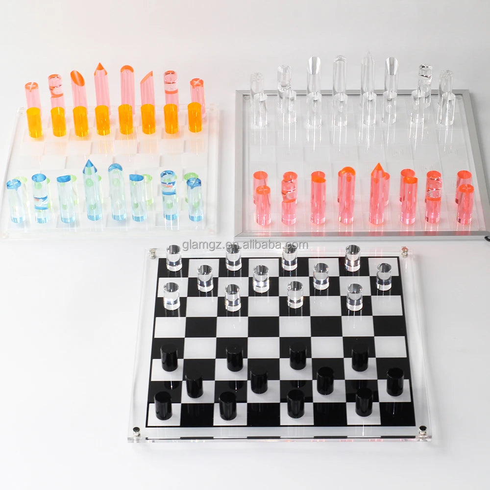 Custom Colorful Luxury Decor Gift Display International Set Acrylic Chess Board Game