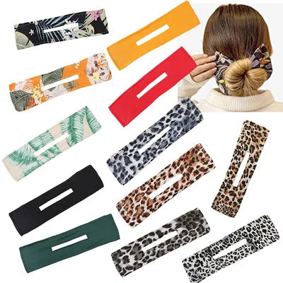 MIO Newest Elegant Hair Bow Ribbon Hair Clip Printed Bow Hairband Magic Knotted Deft Bun Fashion Hair Decoration