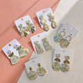 Hot Sale Summer Trend Geometric Pattern Patchwork Earrings Sweet Clay Earrings for Women