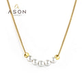 Ason New Arrived Fashion Wholesale Elegant Stainless Steel 18k Gold Plated Jewelry Charm Pearl Bead Chain Necklace for Women