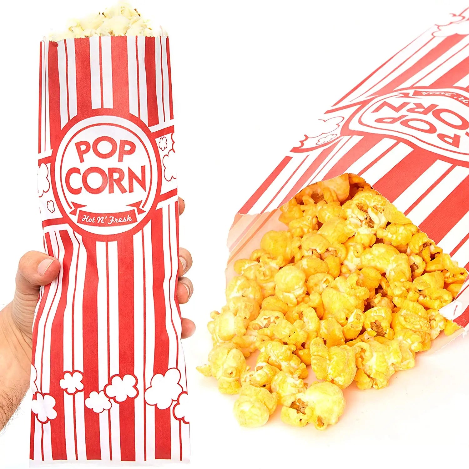 Leak and Tear Resistant Paper Popcorn Bags for Party or Popcorn Machine