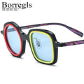 Borregls Multicolor Acetate Polarized Sunglasses Men Retro Brand Designer Vintage Irregular UV400 Sun Glasses for Women 19356T