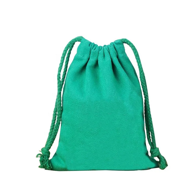 Colorful Cotton Drawstring Pouch Cheap Small Blank Gift Shopping Bags Made of Canvas