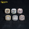 Diamond Tester Certified RTS Hip Hop Jewelry 925 Silver Asscher Cut VVS Diamond Moissanite Stud Earrings