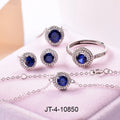 Simple Ladies 925 Sterling Silver Blue Sapphire Suitable for Party Wedding Series Set Jewelry