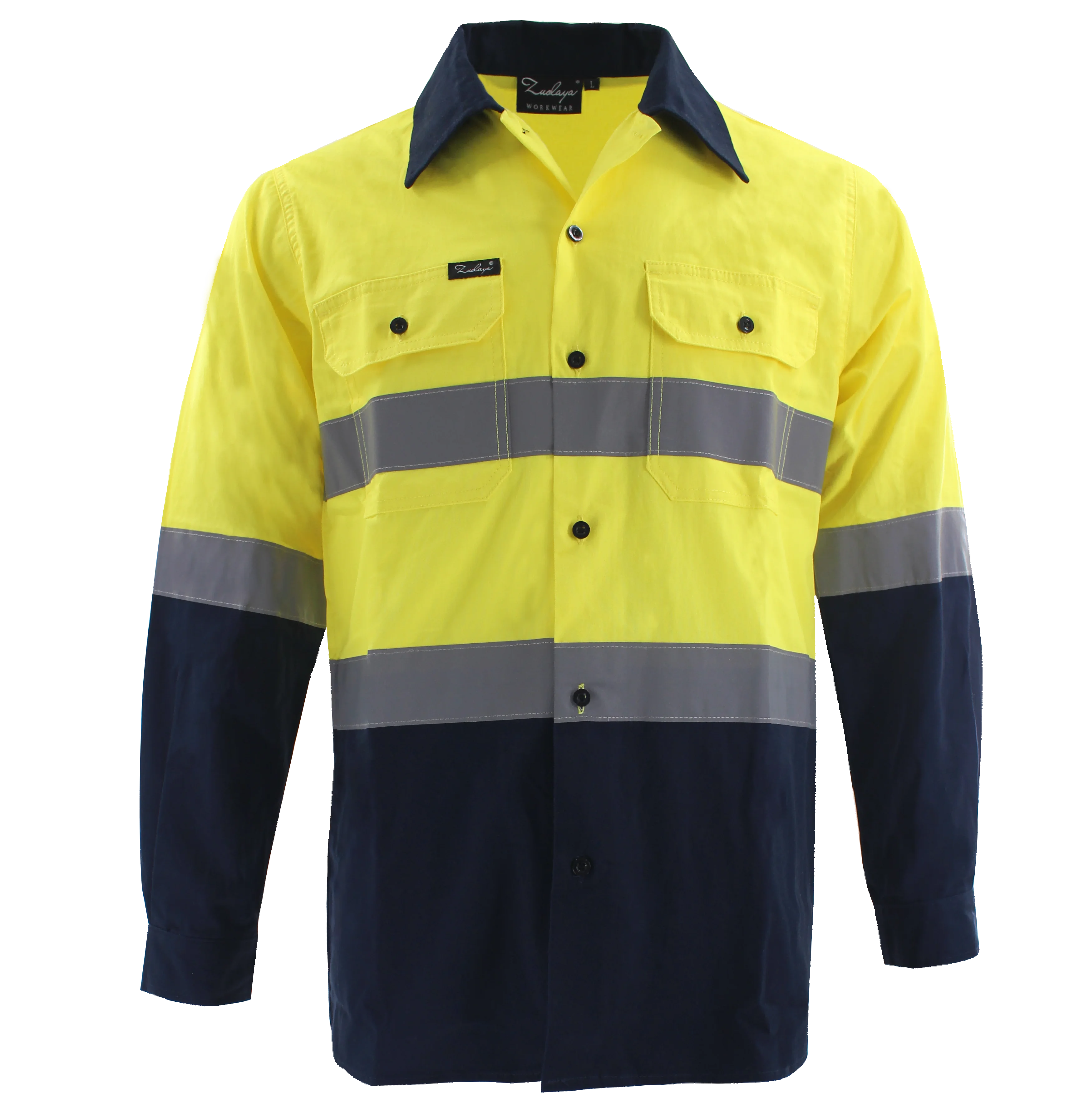 Construction Reflective Clothing 100% Cotton Fabric Custom Hi Vis Long Sleeve Safety Shirt Cargo Workwear Work Shirts